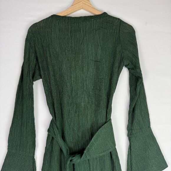 Savannah Morrow Sky Wrap Long Sleeve Silk Bamboo Maxi Dress Emerald Green XS - Picture 5 of 8